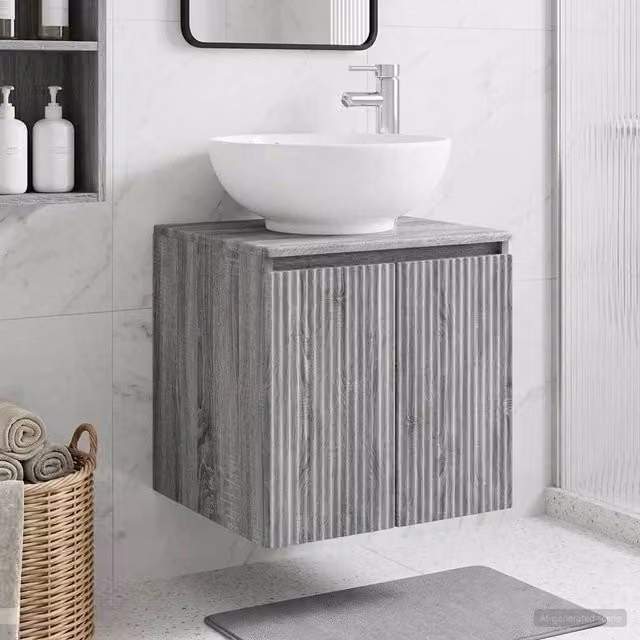 Mobile Lavabo da Parete Moderno vidaXL Grigio Opaco L/P/H: 49,5 x 44,5 x 65 cm