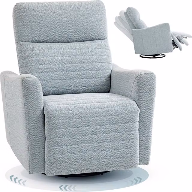 Poltrona reclinabile girevole 360¡ã con poggiapiedi ¨C Minimal ¨C 82x90.5x101 cm grigio-blu