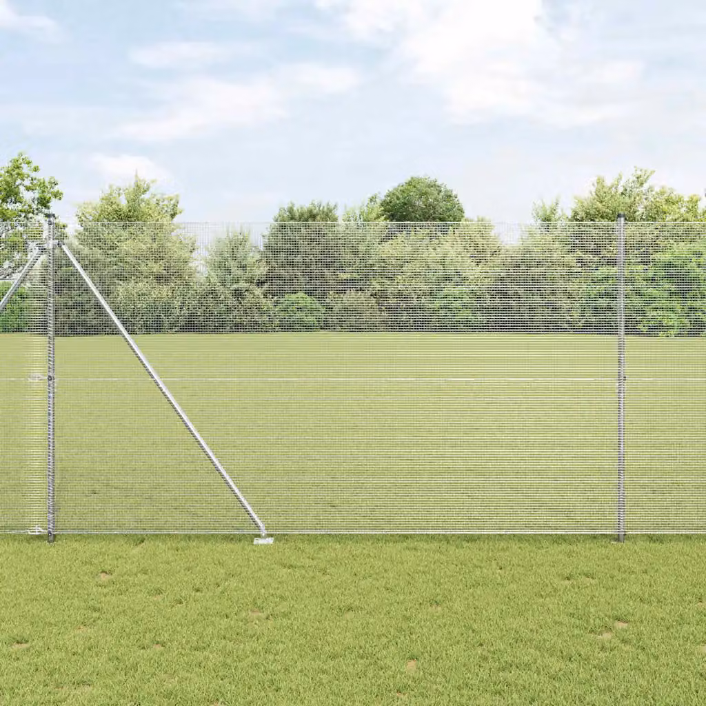 Recinzione in rete saldata con punte vidaXL in acciaio zincato argento, H: 1,0 m, L: 10 m, P: 0,16 m
