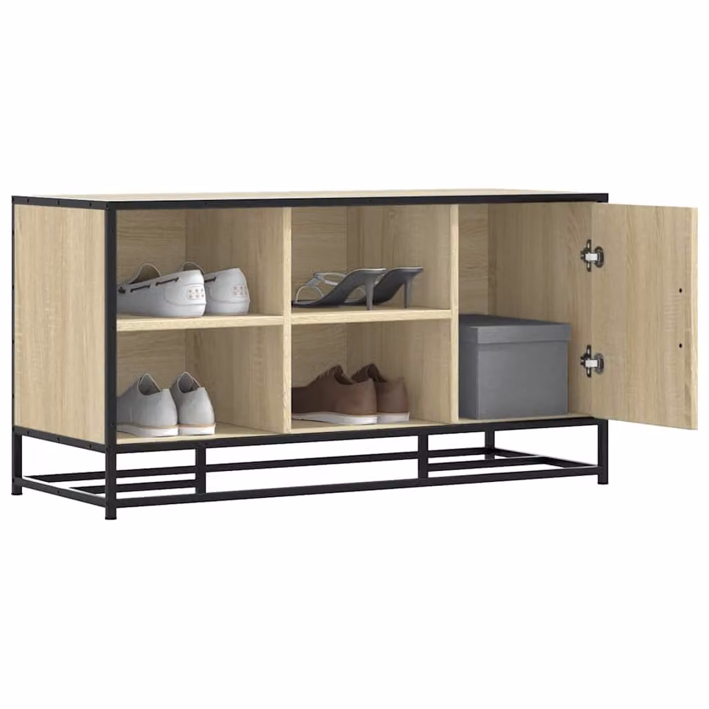 Scarpiera vidaXL in stile industriale con ante a battente e ripiani, colore marrone, L/P/H: 100 x 40 x 53,5 cm