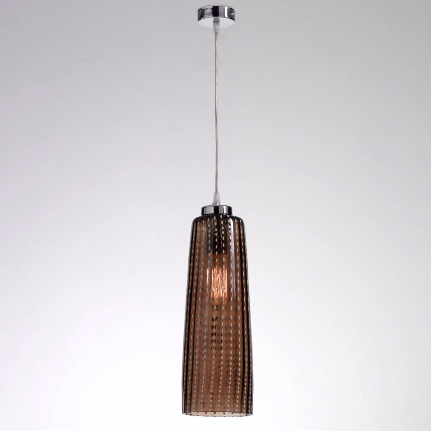 AILATI Lampada a sospensione in vetro Perle, dimmerabile, Alluminio / Grigio / Zincato, Soggiorno / Sala da pranzo, Vetro, Moderno, Lampada a sospensione