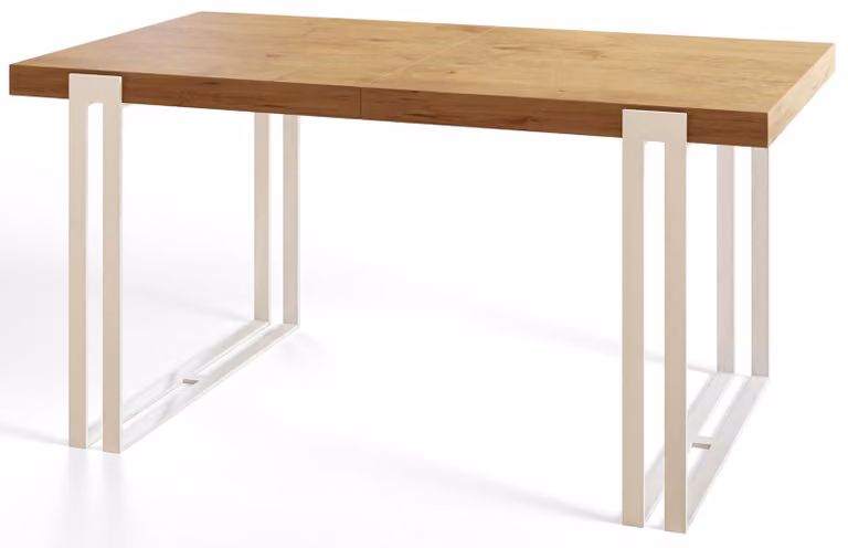 Tavolo da pranzo rettangolare allungabile rosa, tavolo da soggiorno moderno 140-240 x 80 x 77 cm, Lancelot con gambe in metallo bianco