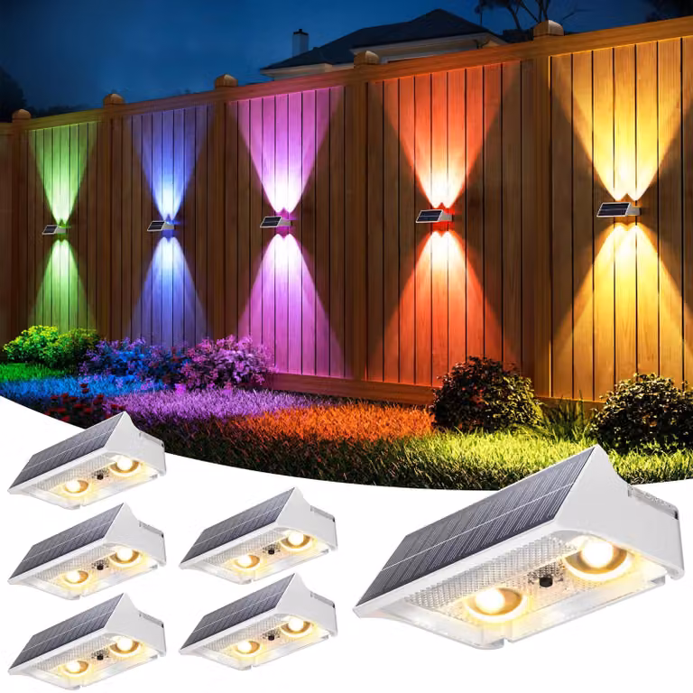 Lampade da giardino solari, set da 6 pezzi, RGB, 9 modalità di colore, grado di protezione IP65, colore bianco