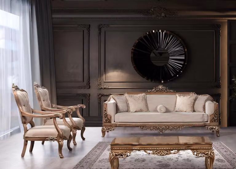 Garnitur Sofa Sessel Sofagarnitur 3+1+1 Sitzer Luxus Gruppe Barock Rokoko Möbel