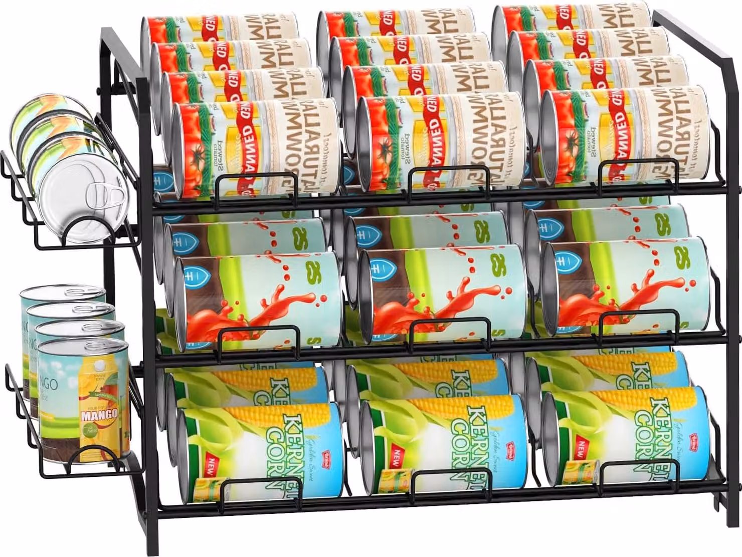 Portabarattoli impilabile - Organizzatore per armadietti da cucina - 3 livelli - nero