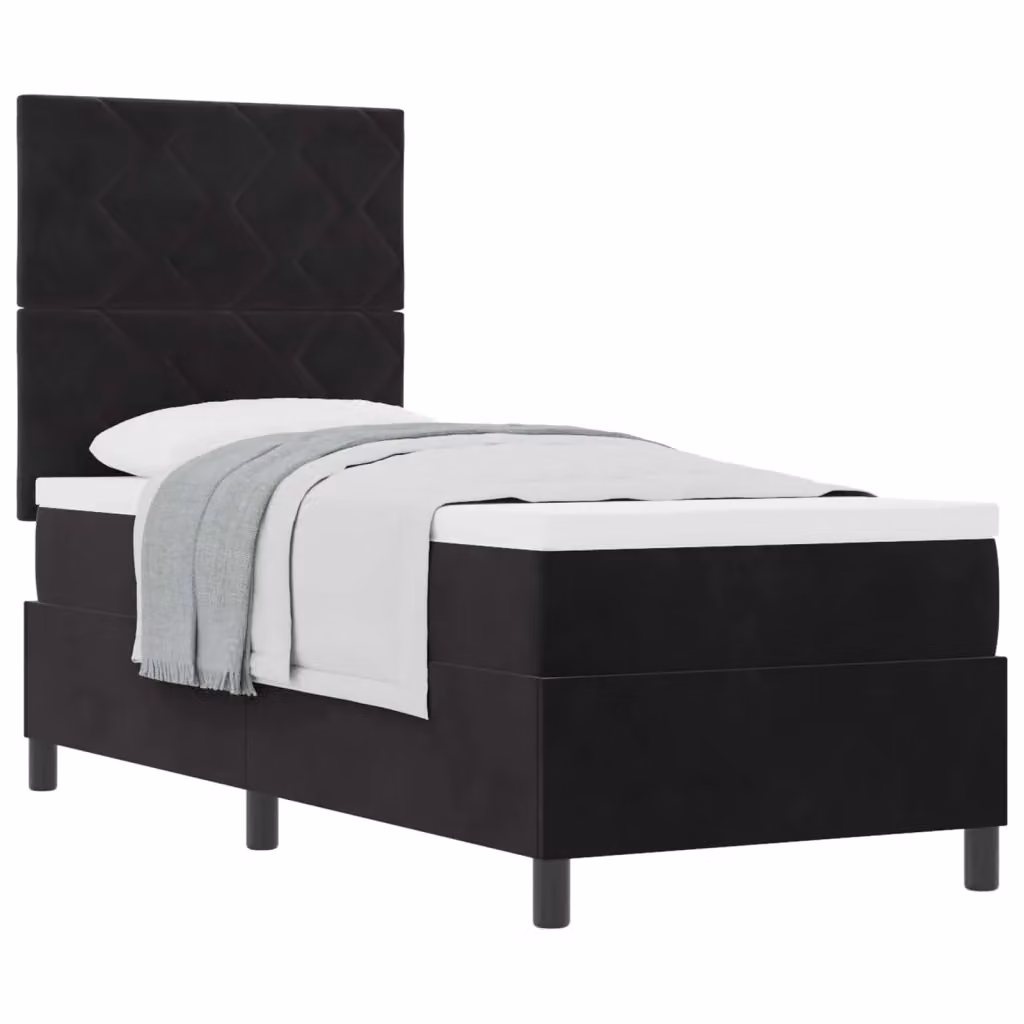 Letto a molle con testiera vidaXL in velluto nero L: 80 cm, P: 200 cm, H: 140 cm – 2