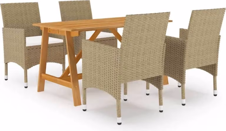 Maison Exclusive - Set da pranzo da giardino 5 pezzi, beige