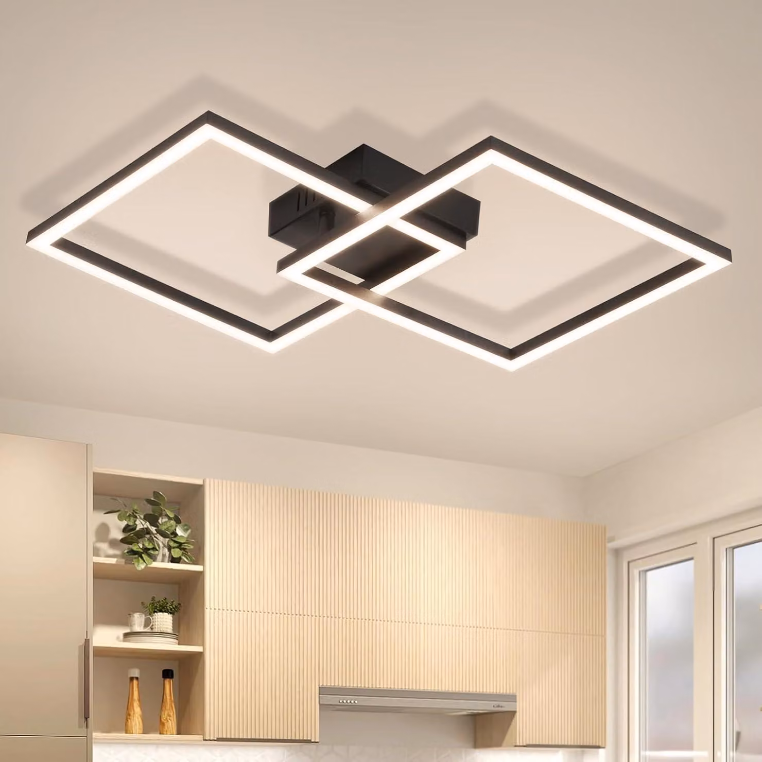 ZMH Lampada da soffitto a LED per camera da letto 24W, nera; lampada da soggiorno 4000K bianco neutro; lampada da cucina; lampada da soffitto quadrata; lampade da soffitto per cucina e corridoio