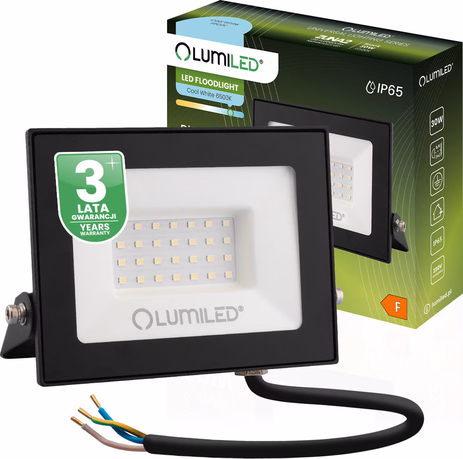 LUMILED Proiettore LED 30W super luminoso per esterni 2700Lm Proiettore LED per esterni IP65 impermeabile 6500K bianco freddo proiettori proiettori neri