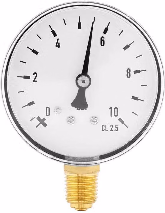 Manometro per la misurazione della pressione da 0 a 10 bar - diametro 2,3 pollici - Manometro di precisione - per aria/liquidi - con attacco gas NPT