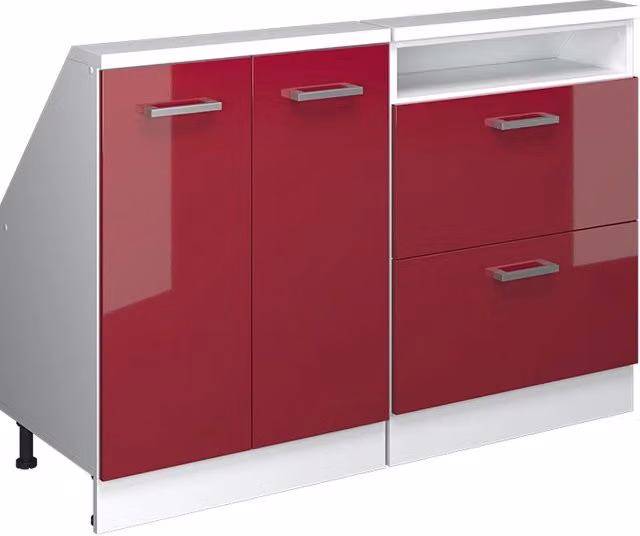 Set di mobili sottotetto Rion Rosso lucido/Bianco Set di 2 Vicco