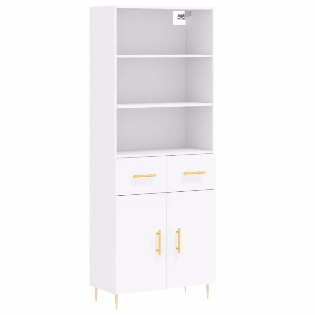 Credenza moderna bianca vidaXL in legno e metallo L: 69,5 cm, P: 34 cm, H: 180 cm – 2