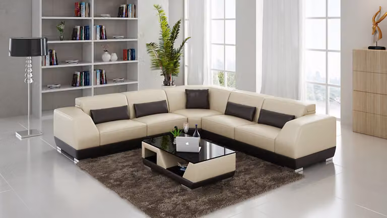 Ledersofa Couch Wohnlandschaft Ecksofa Eck Garnitur Design Modern Sofa G8024B