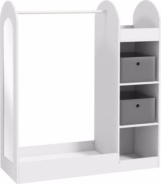 AIYAPLAY Appendiabiti per Bambini con Ripiani, Scatole, Asta e Specchio, Bianco – 1