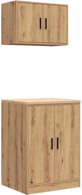 Set di 2 armadietti portaoggetti da garage 60 x 51 x 85 cm versatili e resistenti stile rovere artigianale in legno rovere artigianale 02_0055799