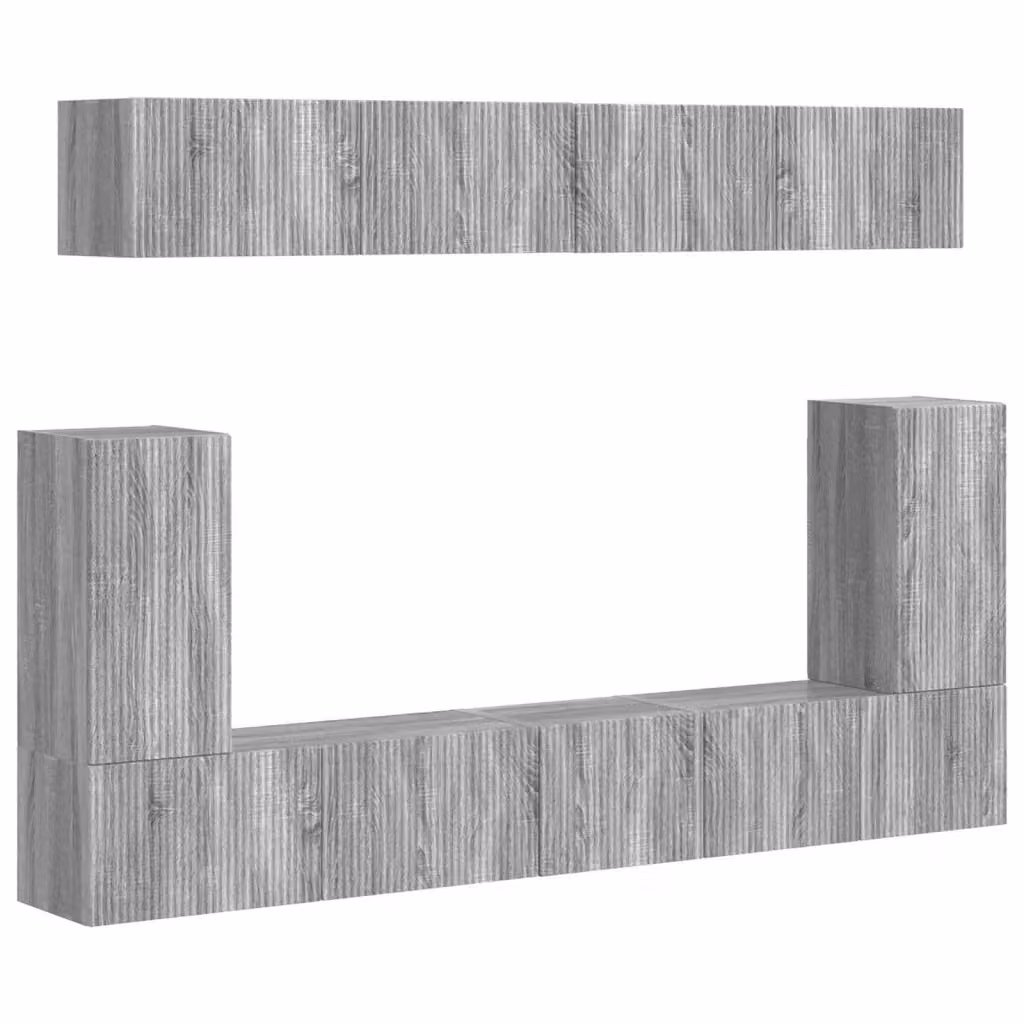 Set mobile TV moderno vidaXL in 5 pezzi Grigio opaco in legno e MDF per soggiorno – 2