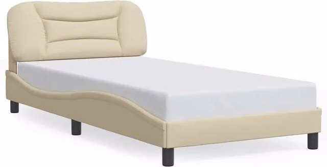 Letto singolo | Letto per adulti | Giroletto senza Materasso Hvar Crema 100x200 cm in Tessuto