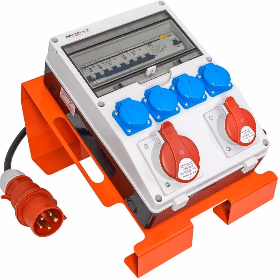 Distributore di corrente con supporto e cavo Distributore di corrente SET-S/FI 32A 16A 4x230V Doktorvolt
