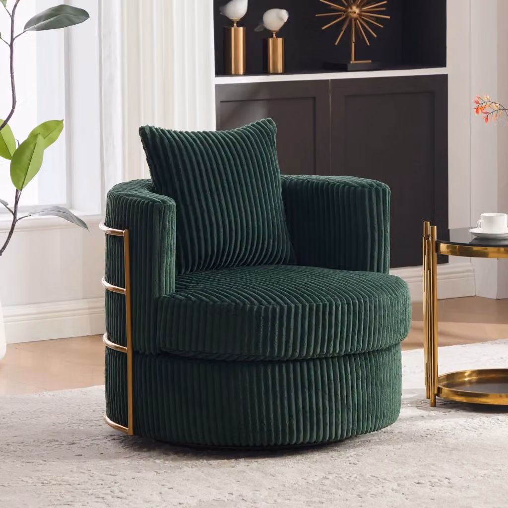 Poltrona girevole 360 REDOM in corda verde con braccioli L: 76 cm, P: 79 cm, H: 78 cm – 2