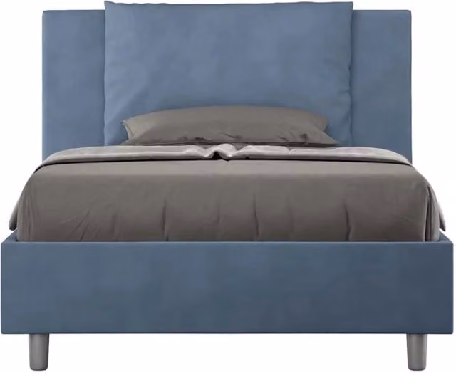 BS COM Letto singolo senza rete imbottito 100x200 microfibra blu