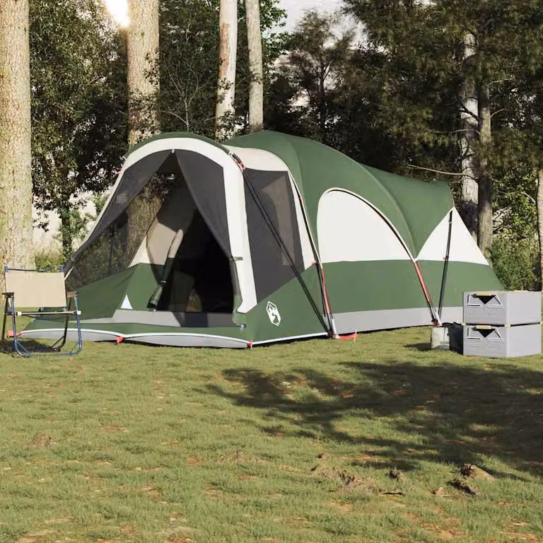 Tenda Familiare a Tunnel vidaXL per 8 Persone Verde Impermeabile in Poliestere