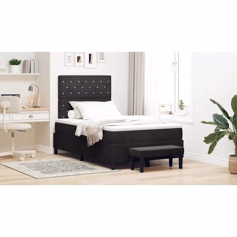Letto a molle con testiera vidaXL in velluto nero L: 120 cm, P: 200 cm, H: 128 cm