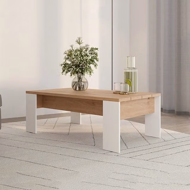 Bertona Tavolino da Salotto Rettangolare in Rovere Marrone, L: 126 cm, P: 67 cm, H: 43 cm
