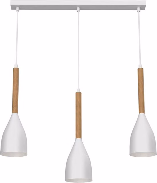 Lampada a sospensione Luminex in legno e metallo bianca, 3 x E27, diametro 56 cm
