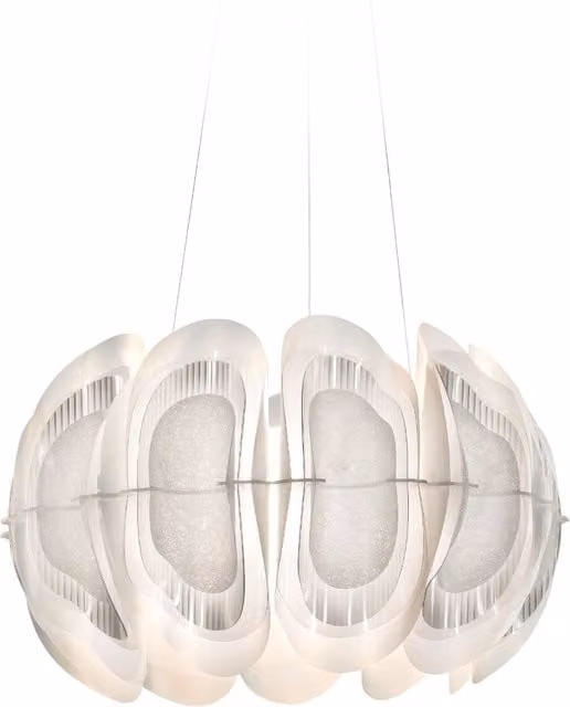 Lampada a sospensione tonda Slamp Fiordlys con LED dimmabile, disponibile in bianco, oro/ottone o argento