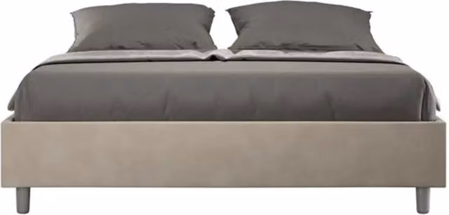 Letto matrimoniale contenitore doppia alzata imbottito 160x210 microfibra sabbia Azelia