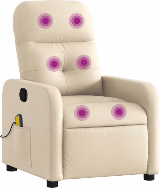 Poltrona Massaggiante | Sedia Relax Reclinabile Crema in Tessuto