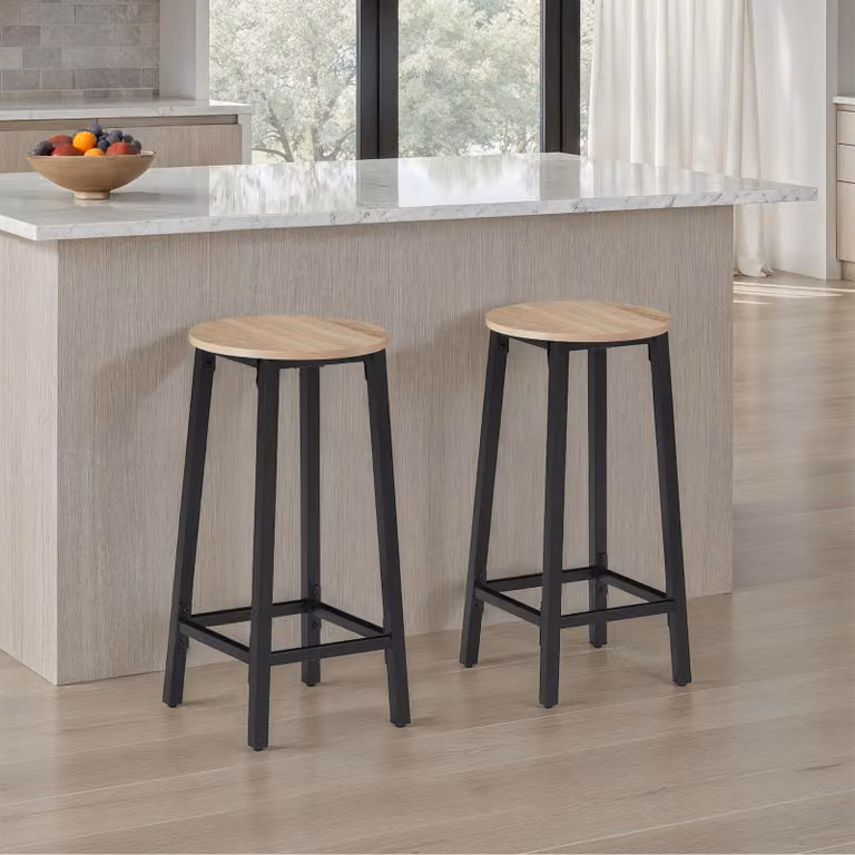 Sgabelli da bar Corby TecTake in stile industriale con legno rovere e finitura marrone