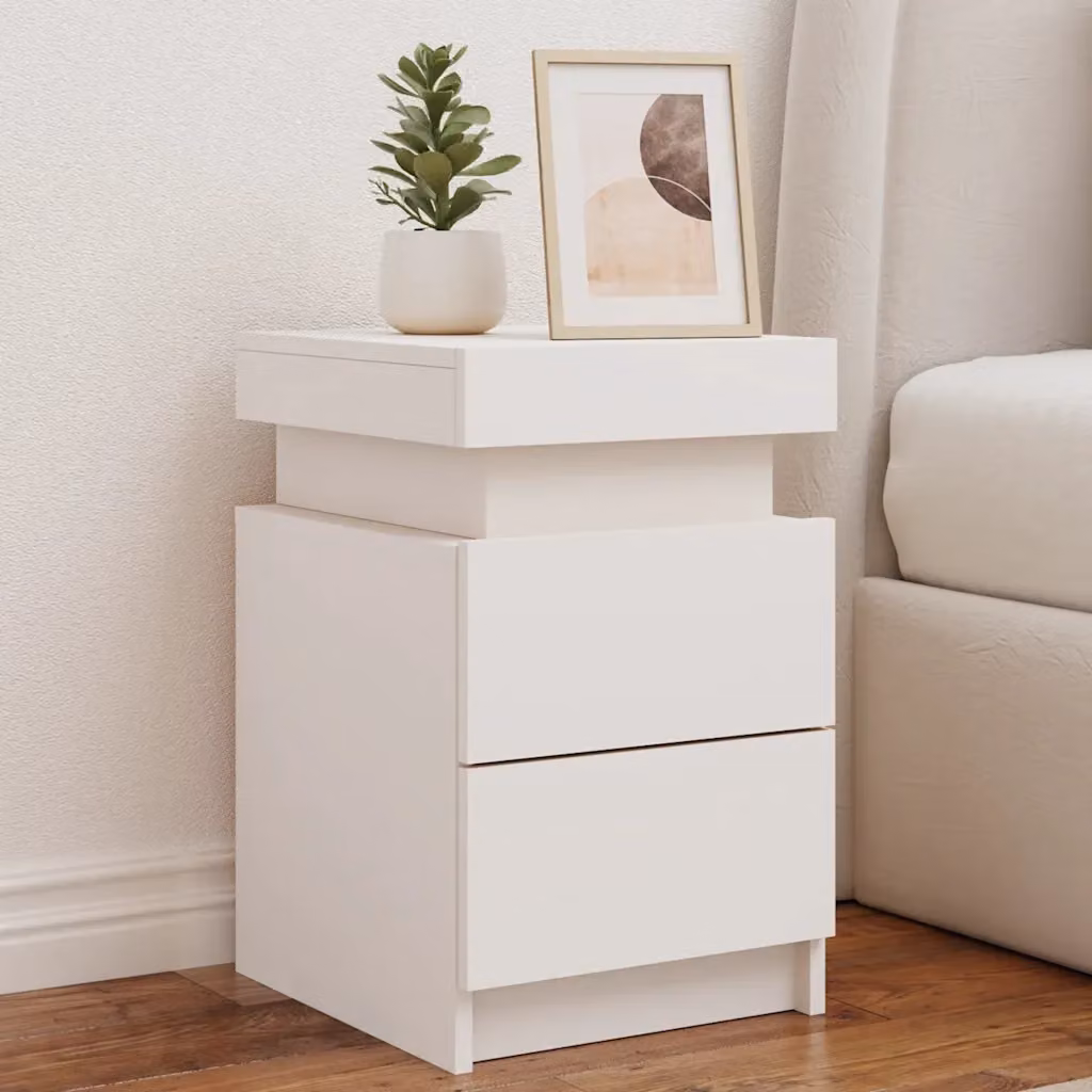 Comodino moderno con luci LED vidaXL bianco L: 35 cm, P: 39 cm, H: 55 cm
