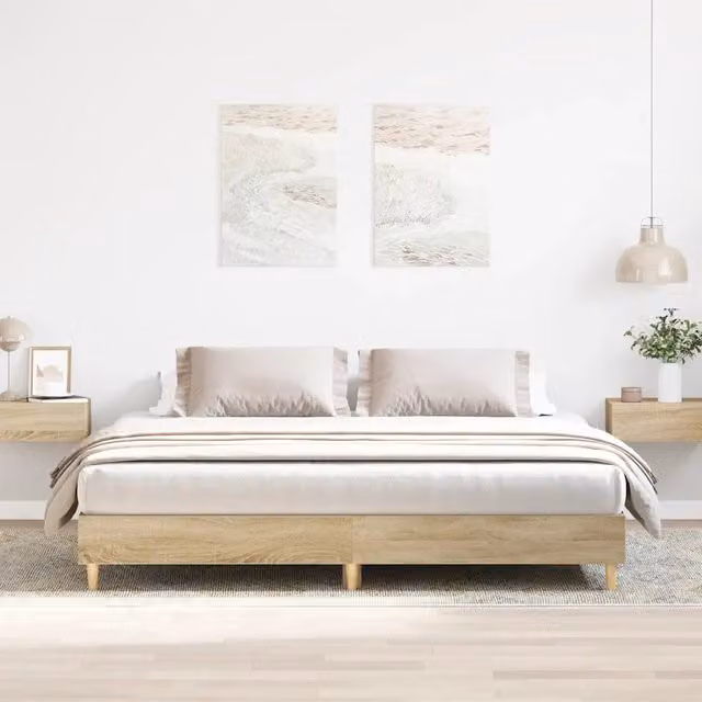 Giroletto senza materasso vidaXL in rovere color beige e marrone con doghe in legno, L/P: 200 x 200 cm