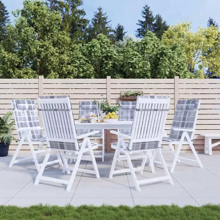 Set di 6 cuscini per sedia con schienale alto vidaXL in tessuto Oxford grigio, impermeabili e traspiranti