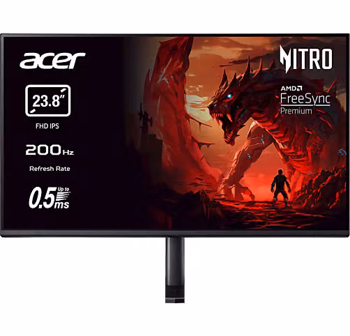 Monitor Gaming Acer Nitro KG242YX1bmiipx da 23,8 pollici, Full-HD, IPS, 200 Hz, Nero