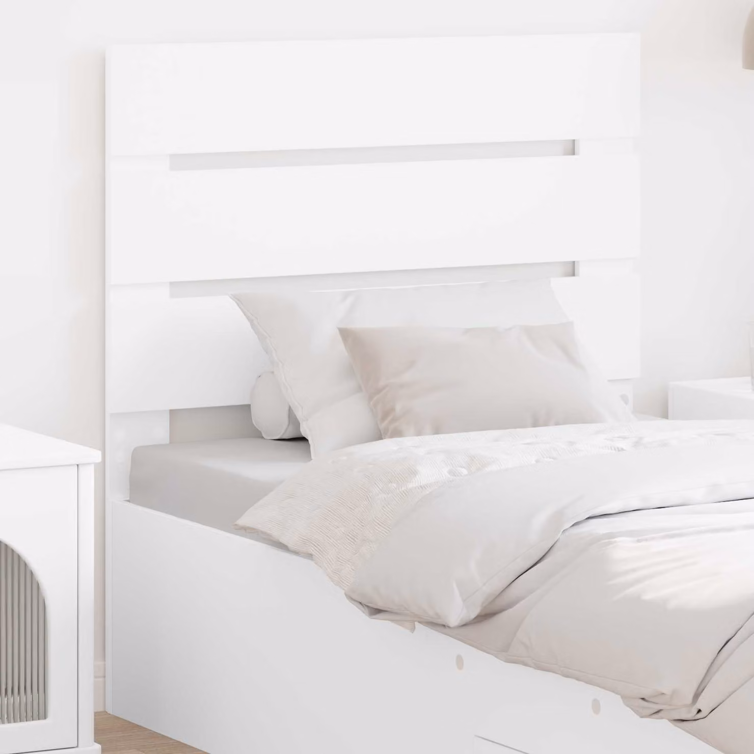 Testiera per letto moderna vidaXL in legno ingegnerizzato bianco opaco