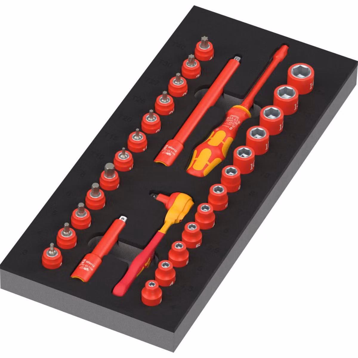 Wera 9727 Inserto in schiuma 8007 A VDE Zyklop VDE Set di chiavi a cricchetto 1 1/4"