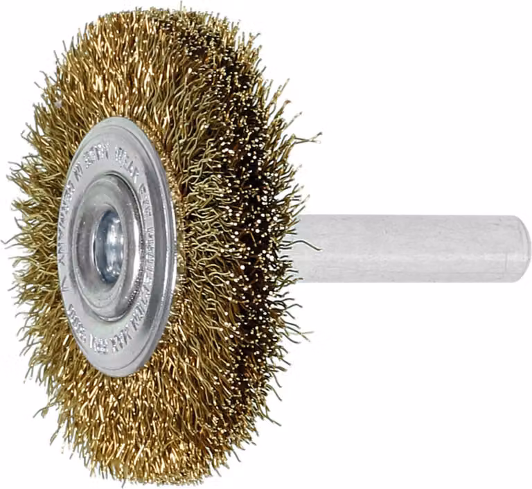 Lessmann Spazzola circolare con gambo in filo d'acciaio, ottonato 0,25 mm, ⌀ spazzola x larghezza setole: 70X10 mm