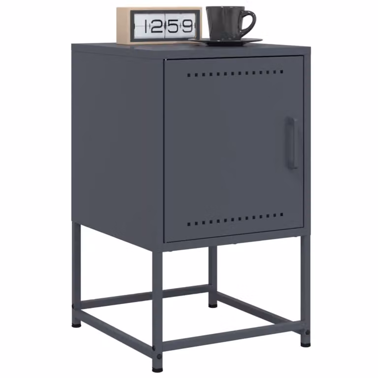 Set di 2 comodini vidaXL in metallo stile industriale, colore antracite, L 36 cm x P 39 cm x H 60,5 cm