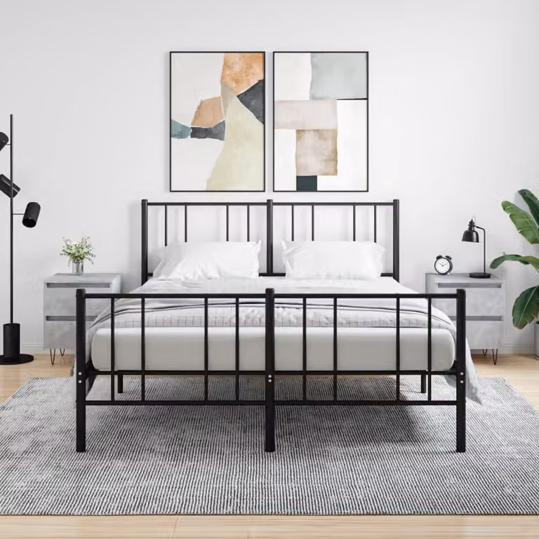 Set di 2 comodini sospesi vidaXL in legno e metallo, colore grigio, L 40 cm x P 35 cm x H 50 cm