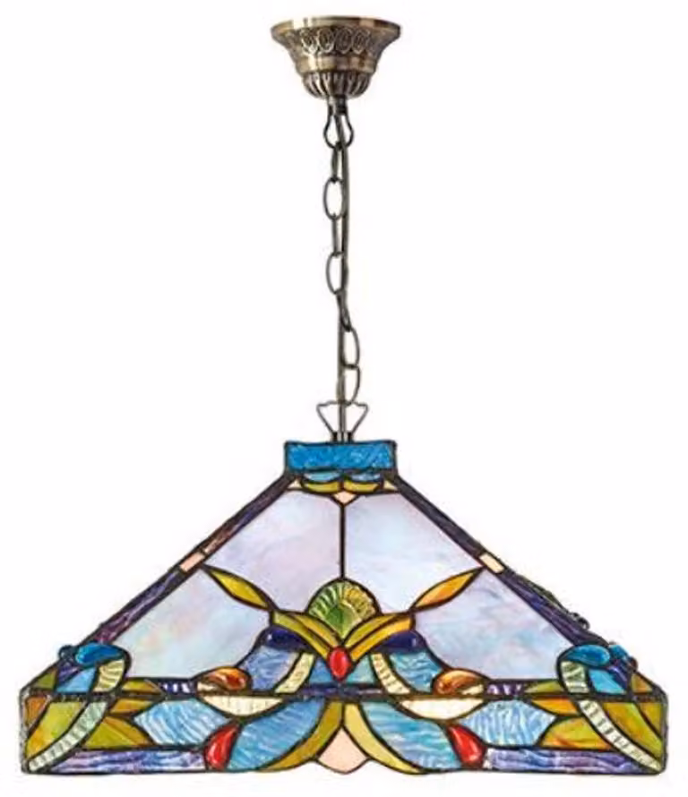 Lampada a sospensione Casa Padrino Tiffany, vetro colorato, diametro 36 cm, altezza 92 cm. Lampada a sospensione realizzata a mano in vetro e metallo