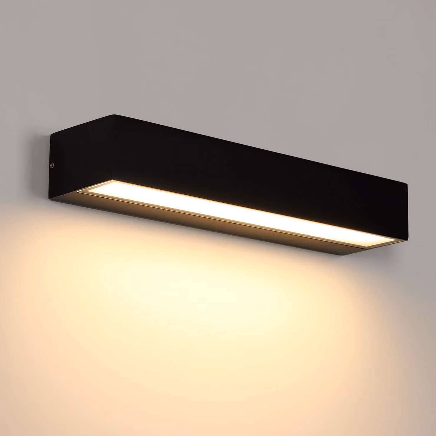 Lampada a LED da parete, 16 W, nera, 3000 K, grado di protezione IP65, impermeabile, 30 cm