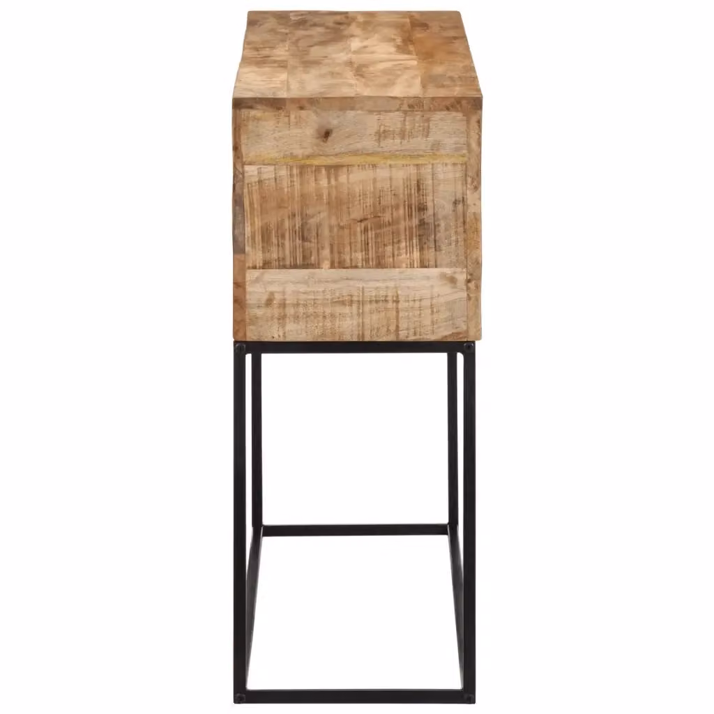 Tavolo Consolle Industrial vidaXL in Legno di Mango Grezzo e Metallo Marrone L/P/H: 110 x 30 x 75 cm – 2