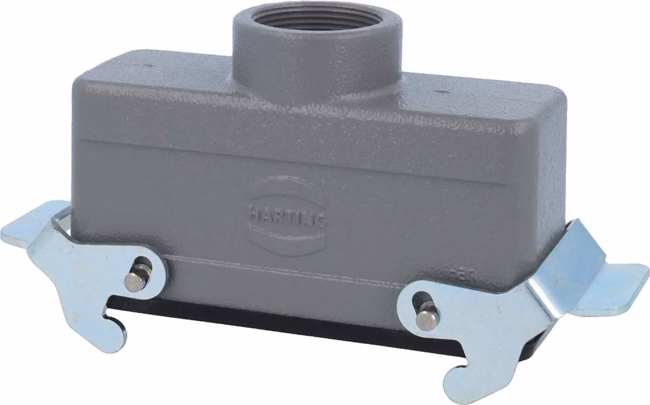 HARTING Han 24B Alloggiamento connettore basso, 1xM32 uscita cavo diritta, con 2 staffe trasversali Vite M32 Area di serraggio