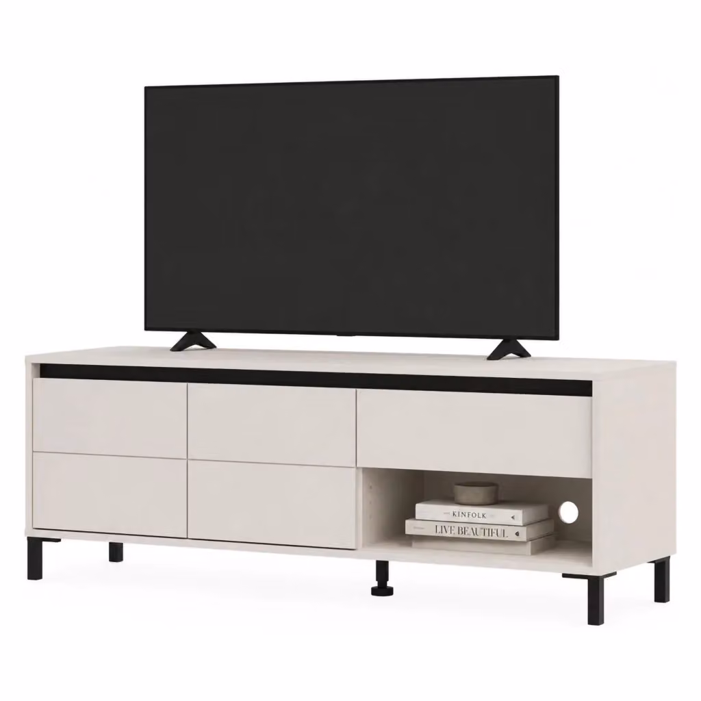 Mobile Porta TV Corciano DMORA con un Cassetto, Bianco Crema, L 151 cm x P 40 cm x H 52 cm – 2