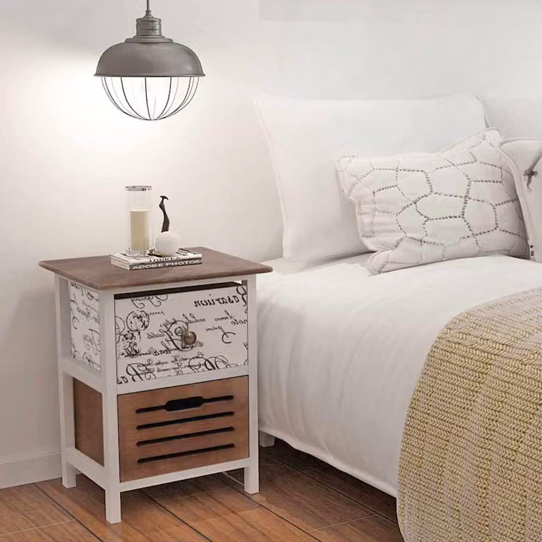 Set di 2 comodini vidaXL in legno stile rustico multicolore