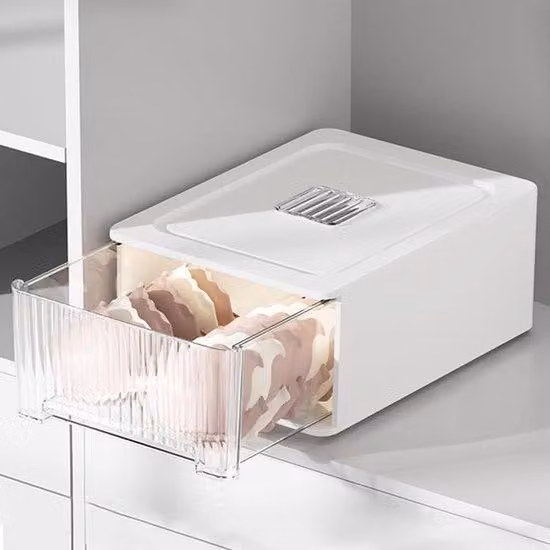 Contenitore trasparente impilabile - 34 x 26 x 15 cm - Bianco
