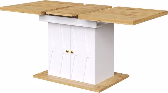 Tavolo da pranzo allungabile in MDF con decorazione in rilievo, 110(140)x70x76,5 cm, finitura effetto legno