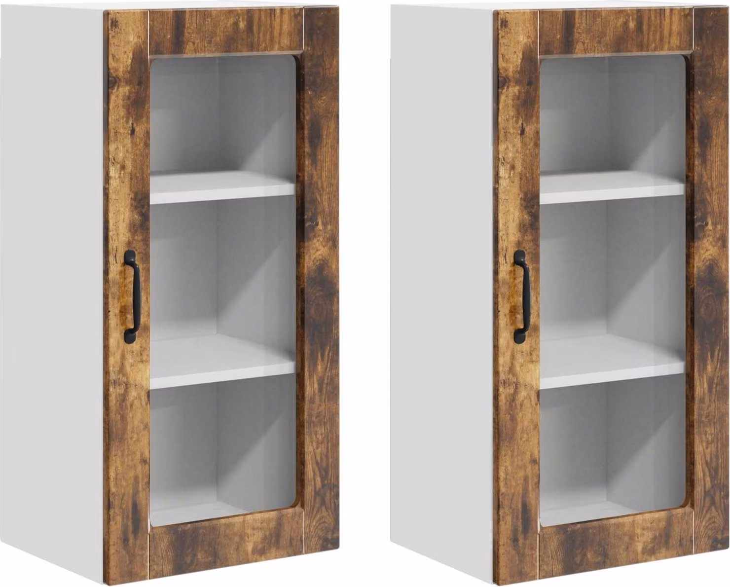 Mobile in vetro da parete LUCCA 2 pcs Rovere Fumo